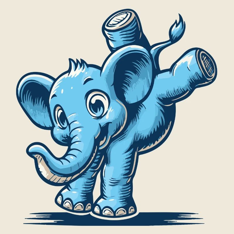 éléphant de dessin animé bleu faisant le poirier