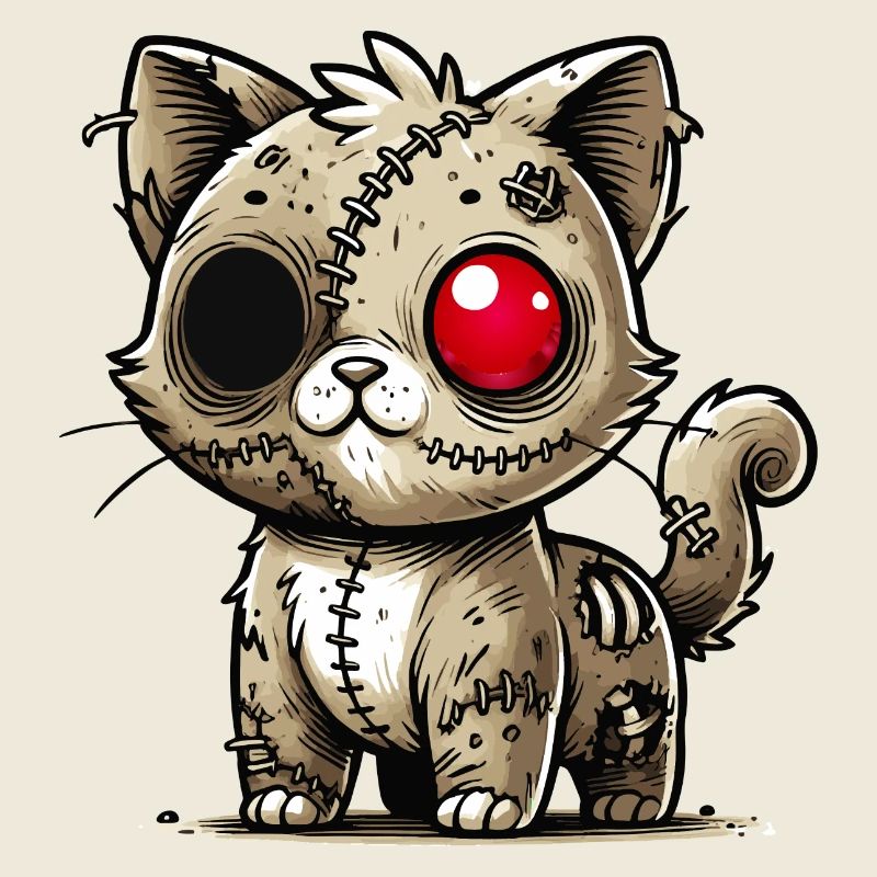 chat kawaii zombie effrayant pour s’amuser à Halloween