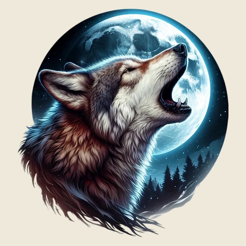 Wolf howls at the full moon