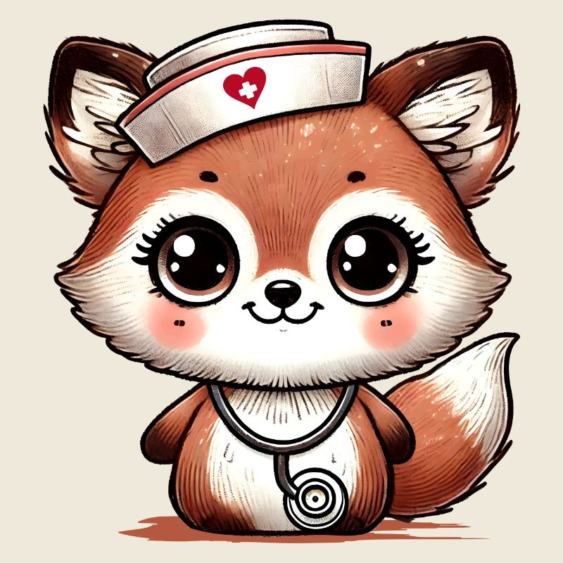 Bezaubernder Fuchs als Krankenschwester