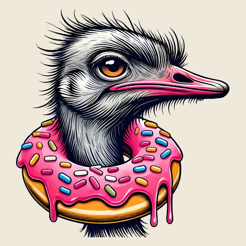 drôle de festin pour les yeux - Oiseau autruche avec beignet