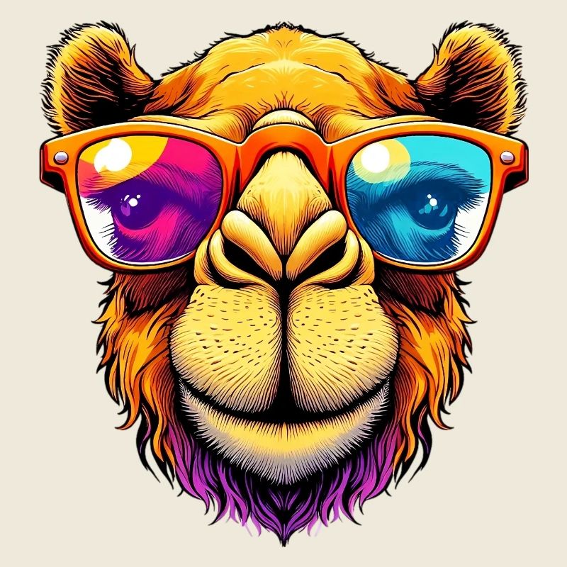 Chameau avec lunettes de soleil