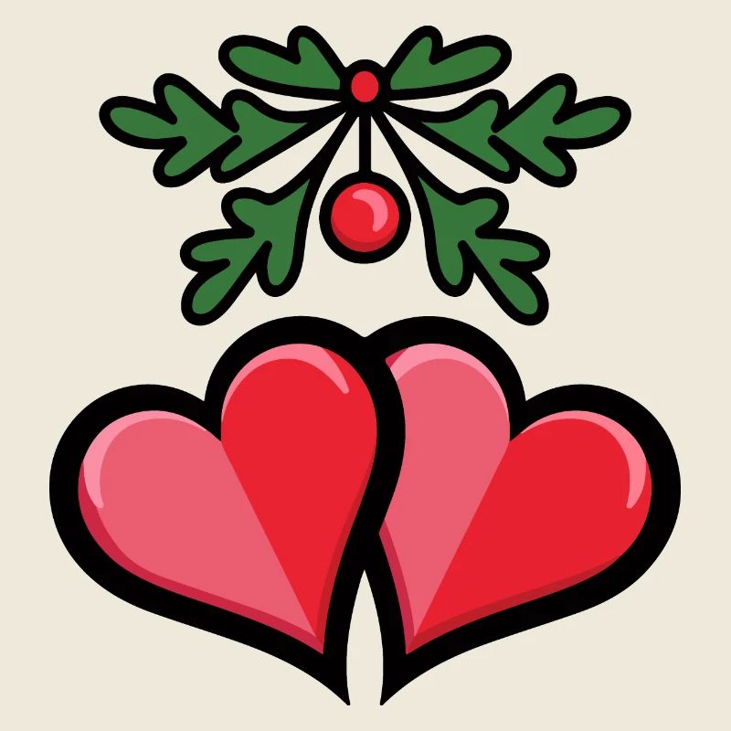 Romantic Mistletoe Hearts