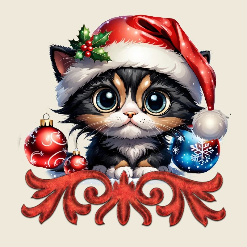 Adorable Christmas kitten.