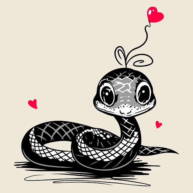 Serpent avec ballon coeur - Heartful Creatures