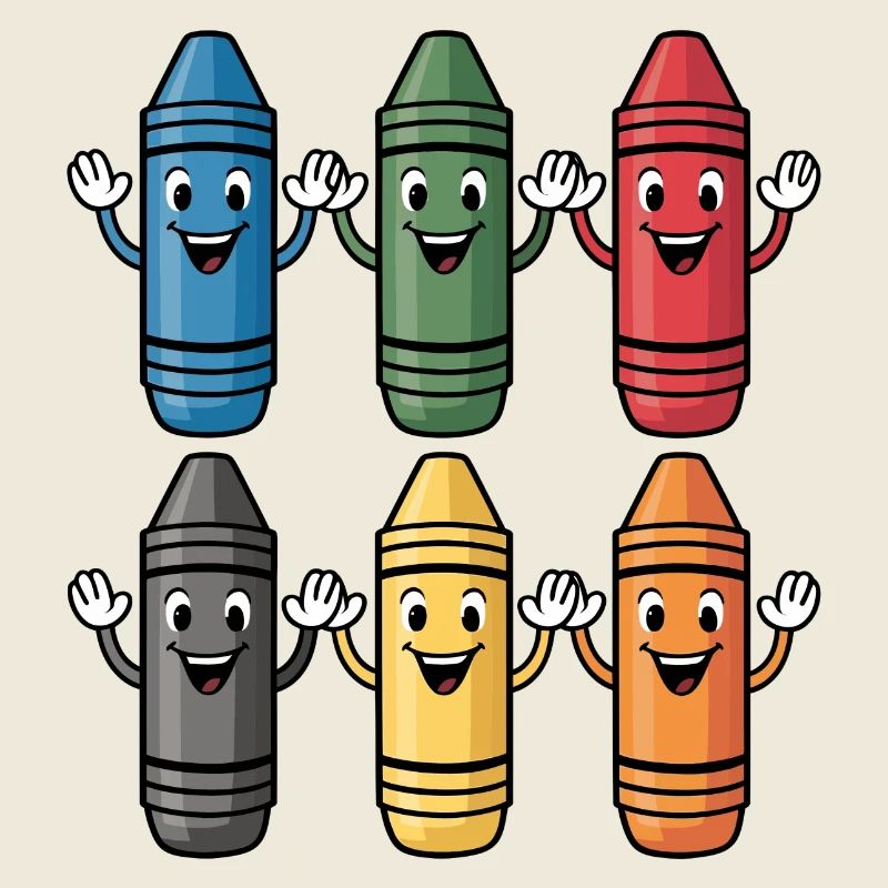 Personnage de crayon souriant coloré