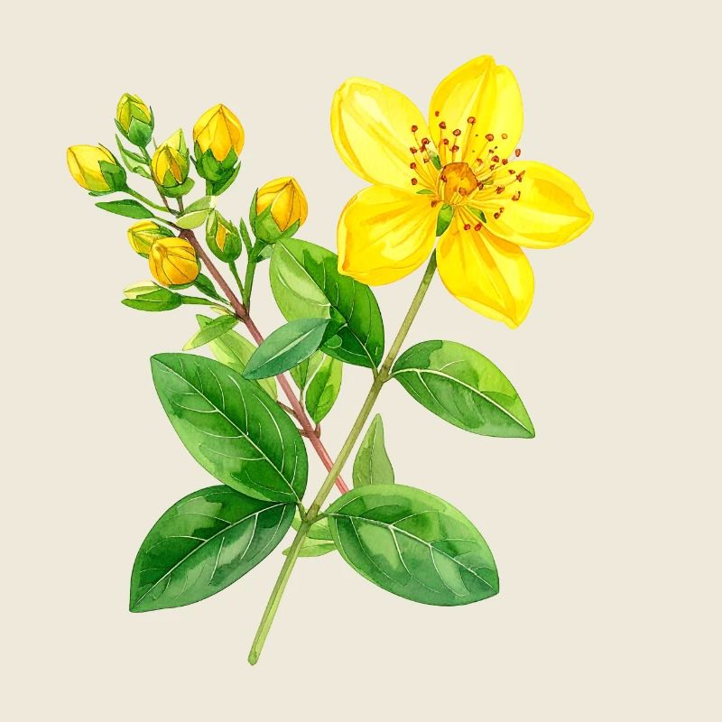 Johanniskraut – botanisches Aquarell