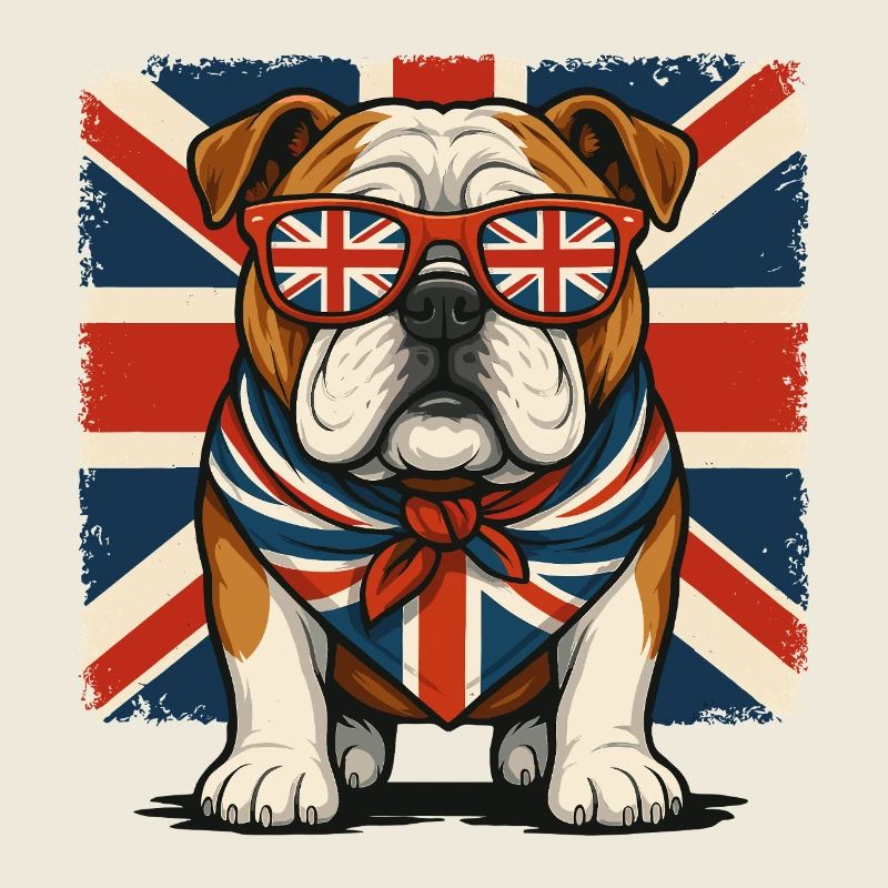 Bouledogue avec accessoires Union Jack