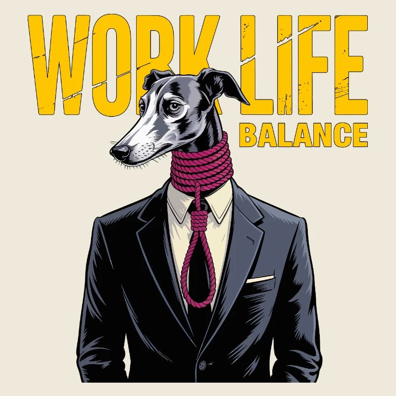 Work-Life-Balance Hund im Anzug
