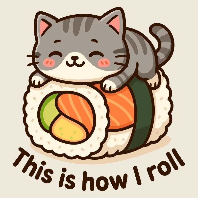 Cute Kitten Sushi Print