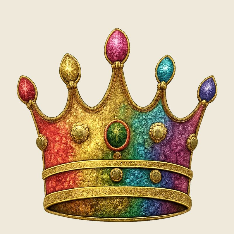 Lebendiges Regenbogen-Königskronen-Design