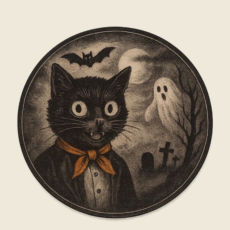 Chats effrayants avec lune fantôme