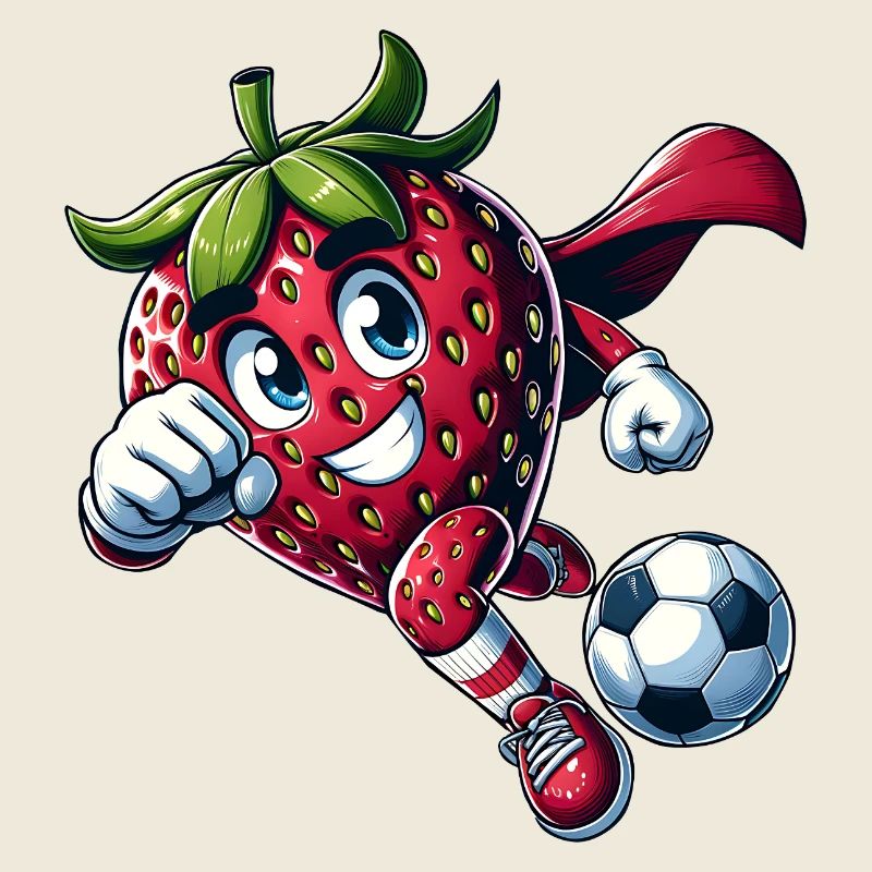Fußball Erdbeere Superheld Kicker Comic