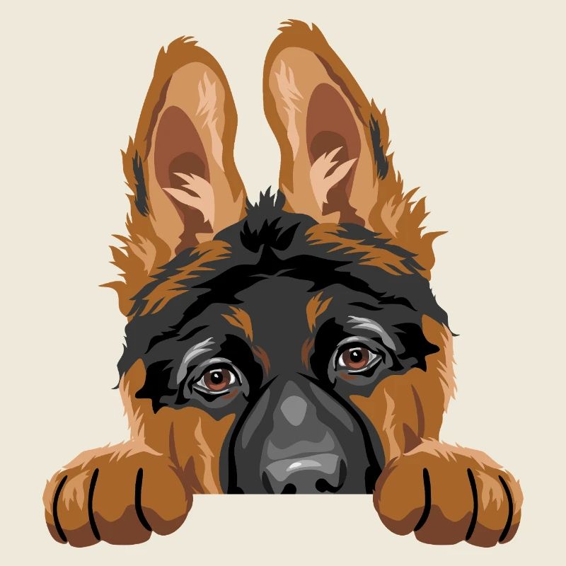 Schüchterner spähender Deutscher Schäferhundwelpe