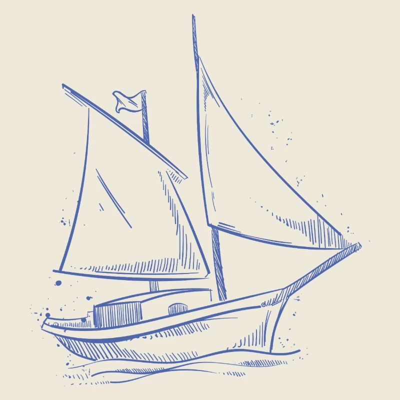Minimalist Sailboat Sailing Sea Sailor