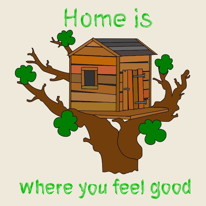 Cabane dans les arbres avec dicton