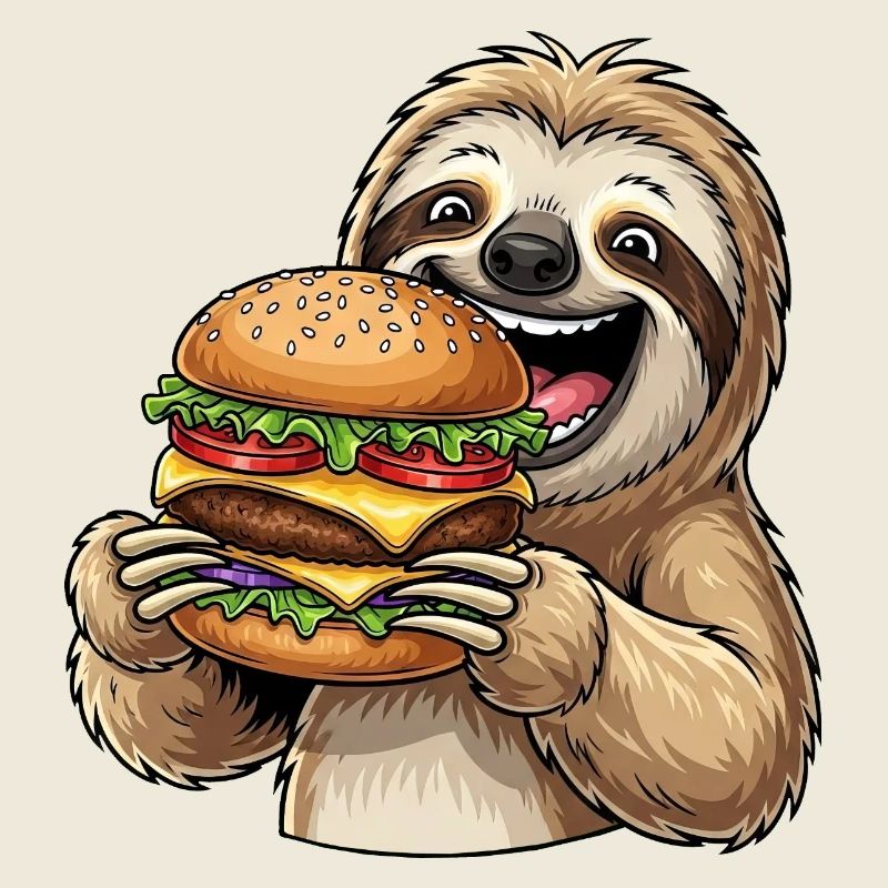 Süßes Faultier Fast Food Burger Cheeseburger