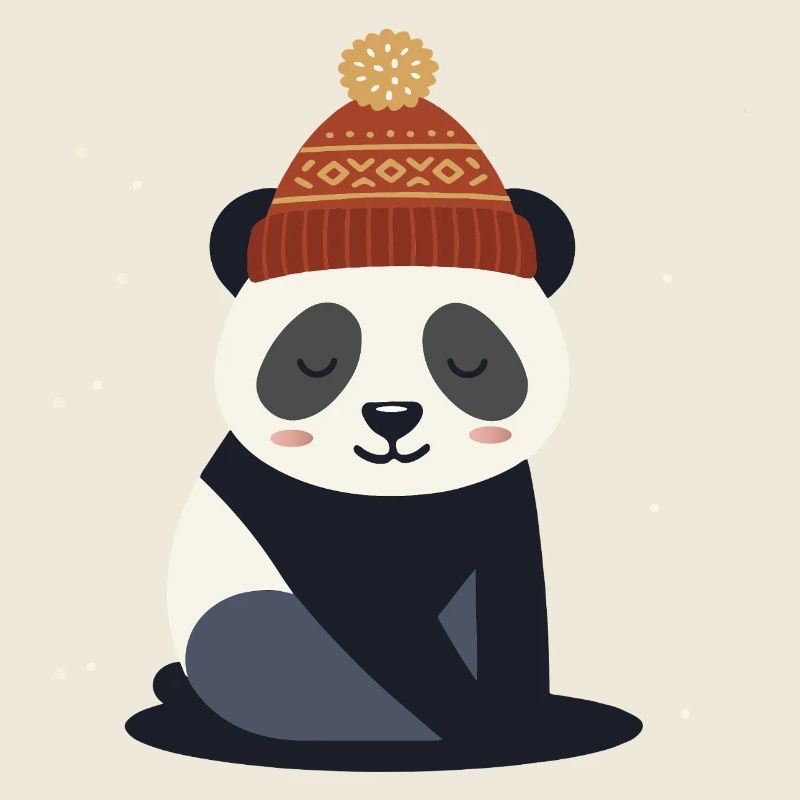 Cute panda with winter hat – winter motif