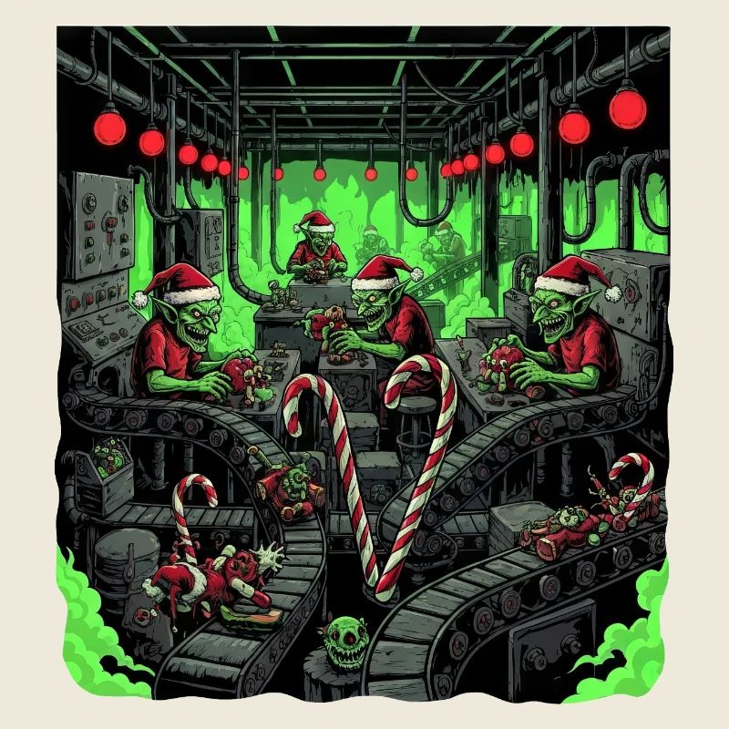 Creepy Zombie Christmas Elf Gothic Horror Desig