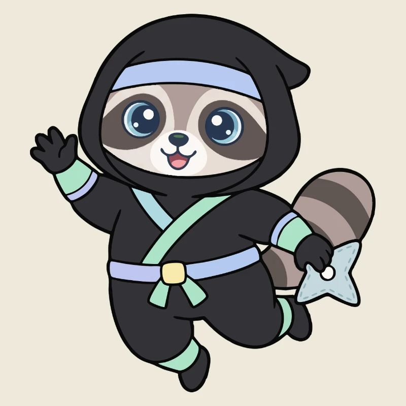 Raton laveur ninja en tenue de ninja