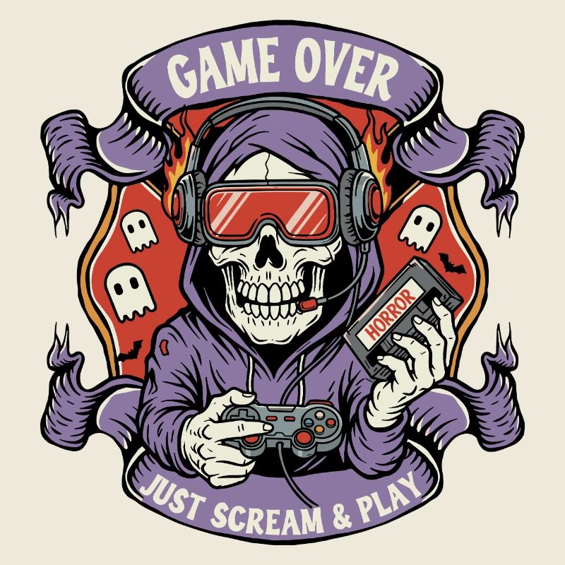 Game Over Horror Skull Gamer