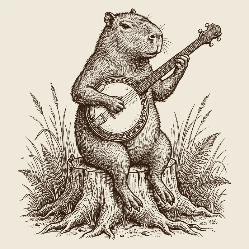 Drôle de capybara jouant du banjo