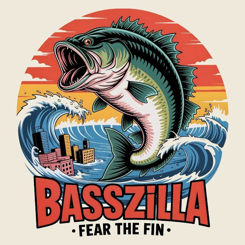 Basszilla Fear The Fin - Monstre Poisson Géant Drôle