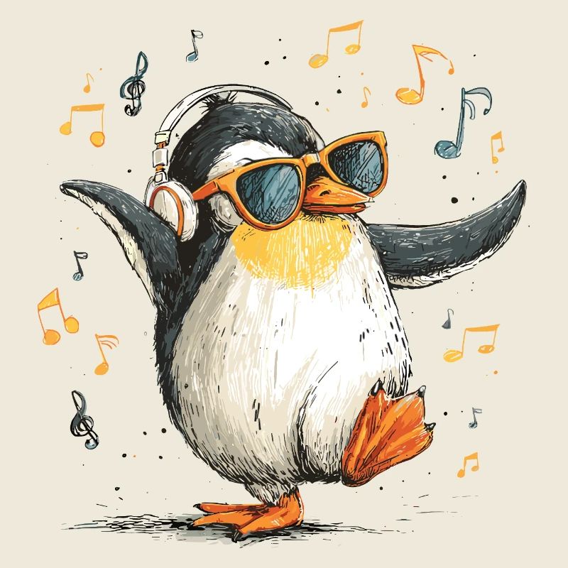 DJ Penguin avec casque