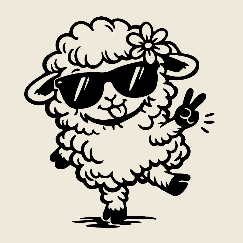 Mouton dansant avec des lunettes de soleil Gribouillis