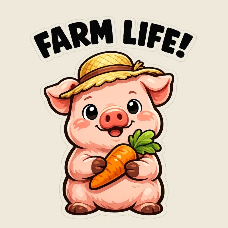 Farm Life Cute Sow with Carrot