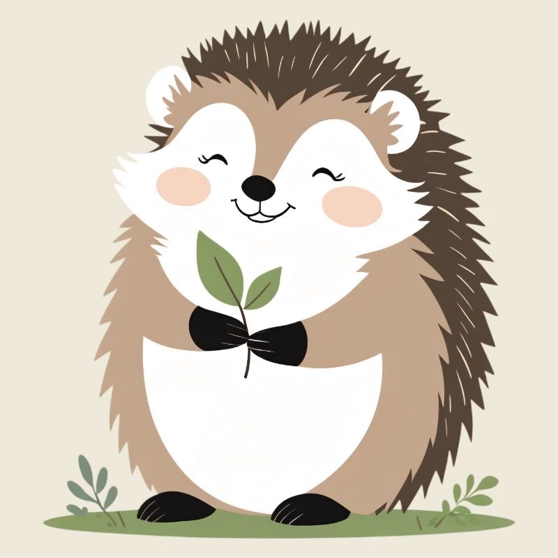 Süßer Igel mit Blatt
