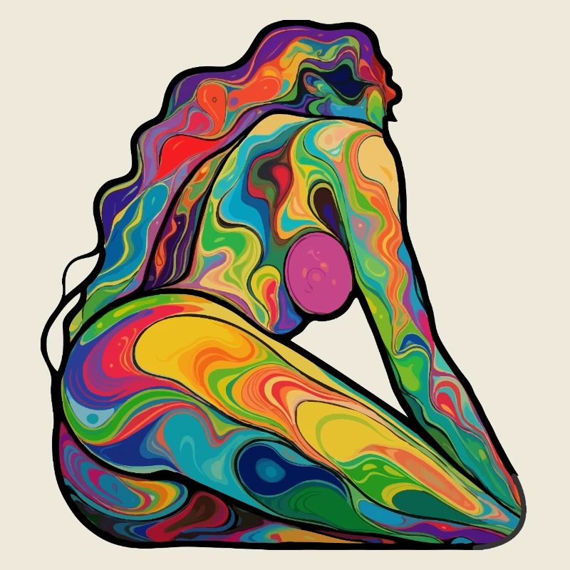 Silhouette colorée nue en tourbillons