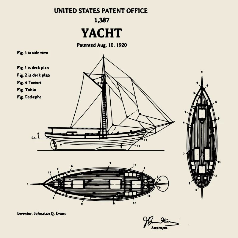 Yacht blueprint patent design