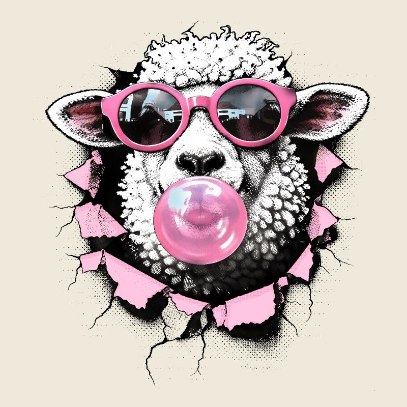 Cooles Schaf – Sommer Halftone Digitale Kunst