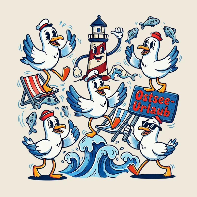 Ostsee Urlaub Möwe Leuchtturm