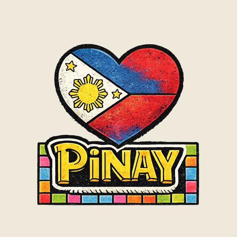 Pinay Heart Flag with Colourful Border