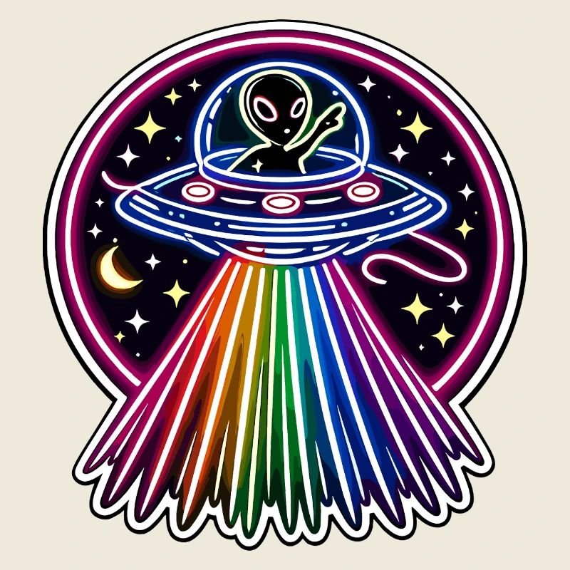 UFO Neon Alien Rainbow Alien Space