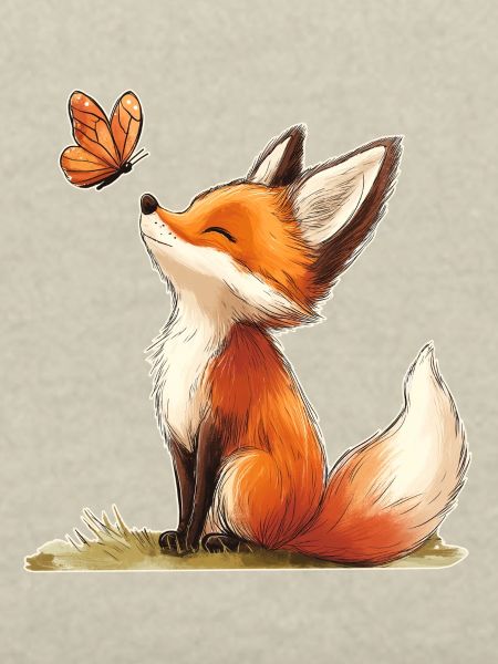 Fuchs mit Schmetterling