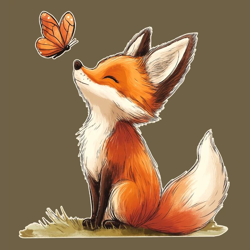 Fuchs mit Schmetterling