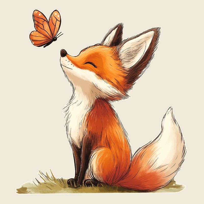 Renard avec papillon
