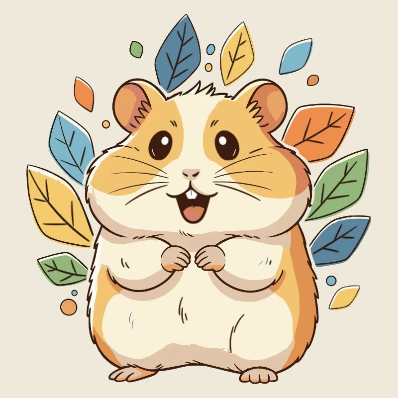 Kuscheliger Hamster mit Herbstblättern