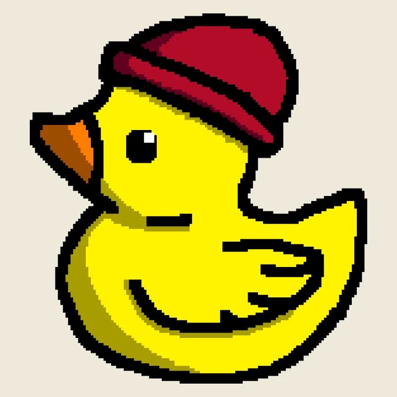 Mignon Pixel Duck en Tuque Rouge