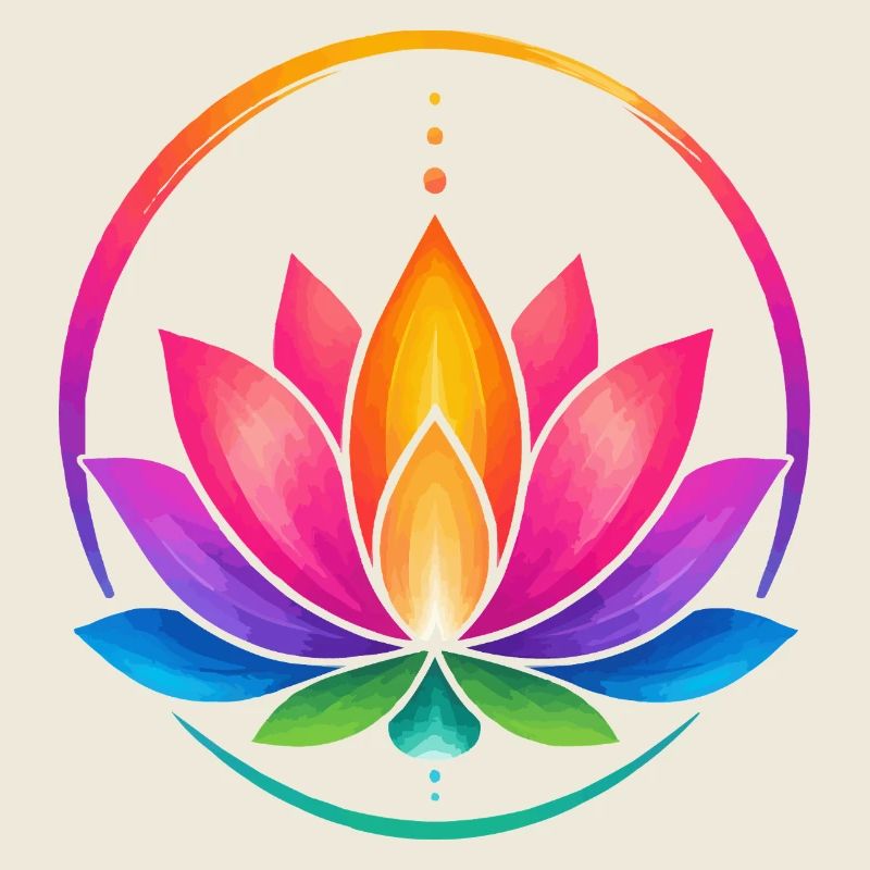 Lotus arc-en-ciel en cercle