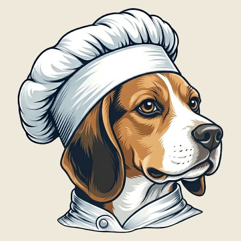 Cheerful Beagle Chef Cartoon Kitchen Food Humor