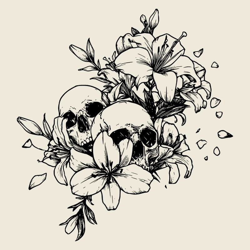 Gothic Skull Flower Shirt Dark Floral Aesthetic