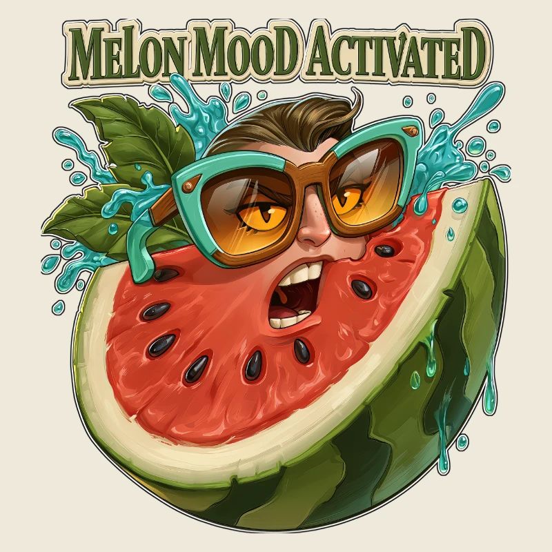 Visage drôle de pastèque activé par l’humeur de melon