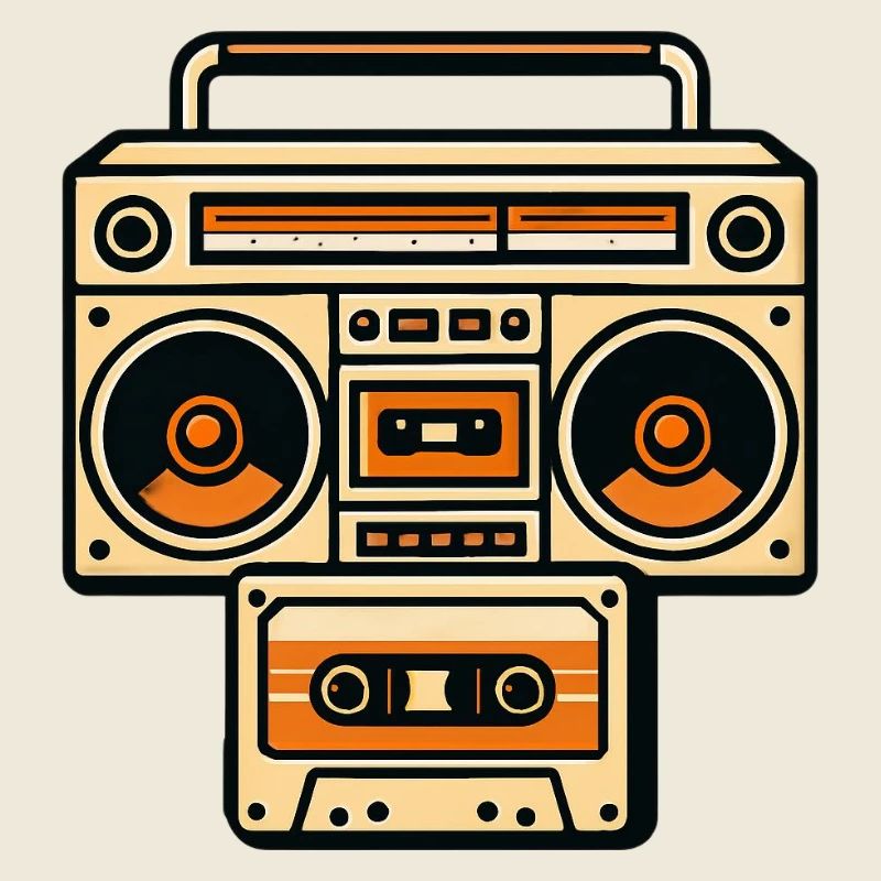 Graphique rétro Boombox orange