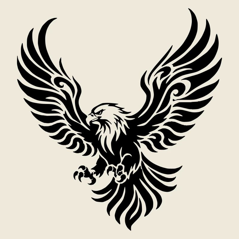 Powerful eagle with outstretched wings