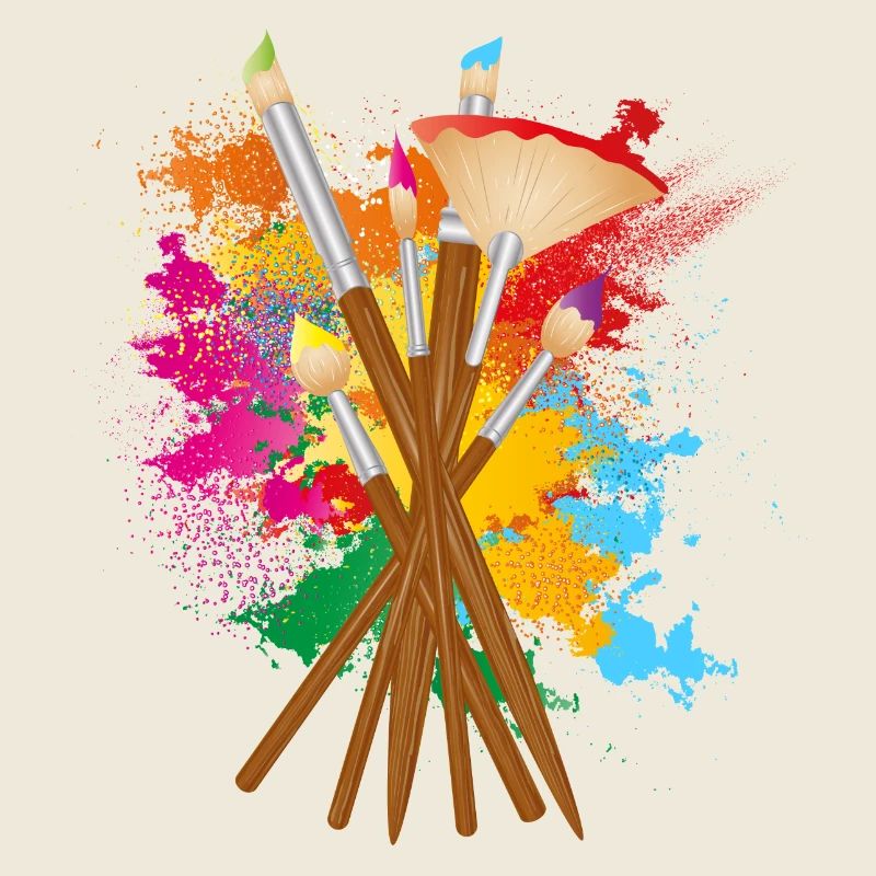 Jeu de pinceaux d’artiste avec couleurs colorées