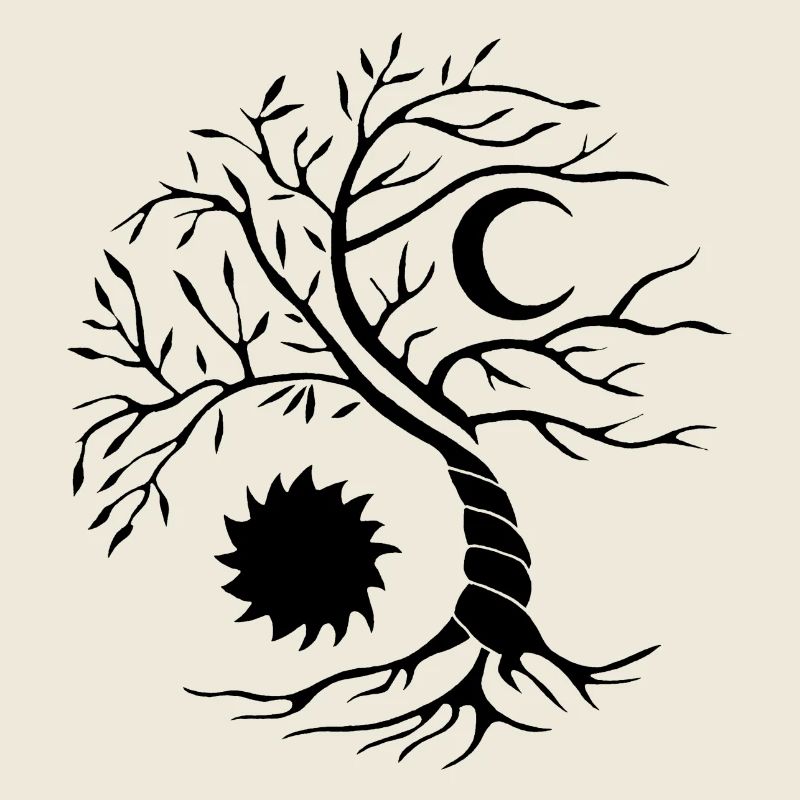 Tree of life black sun and moon